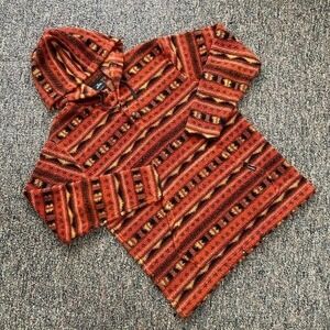 Rip Curl Mens Orange Southwestern Sherpa Fleece Snap Button Hoodie Large